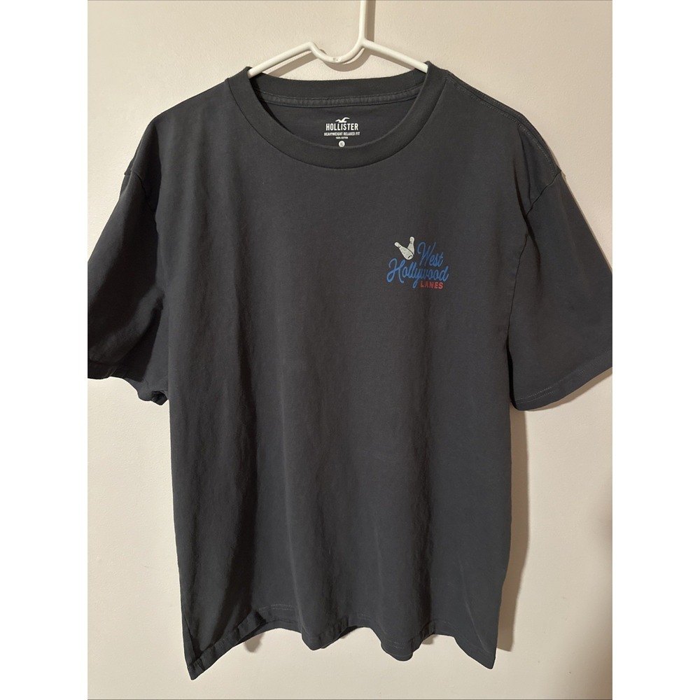 Hollister Small Gray Graphic Tee West Hollywood Lanes Bowling Shirt XL Heavyweig